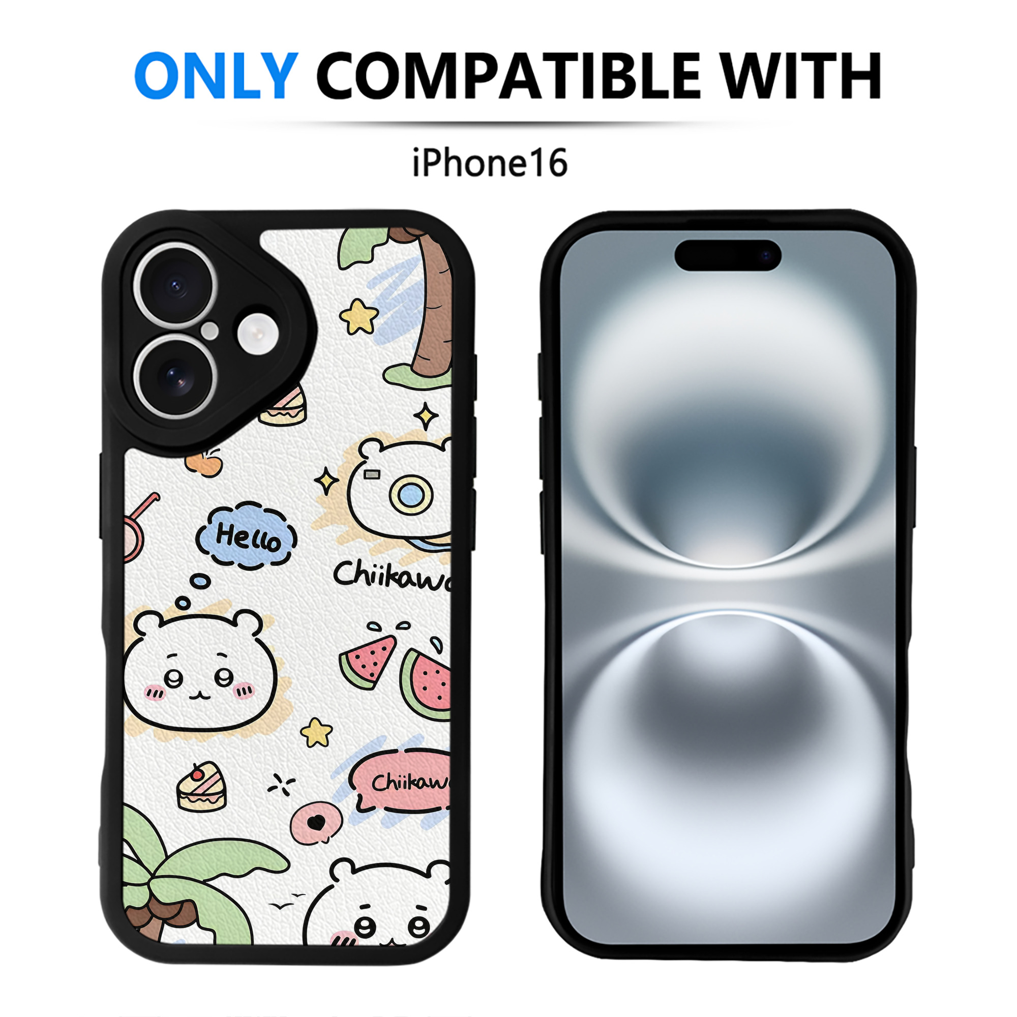 （画像用） ちいかわ Chii-kawa 【iPhone 16シリーズ対応】シリコンスマホケース（レザー調） 材質：シリコン